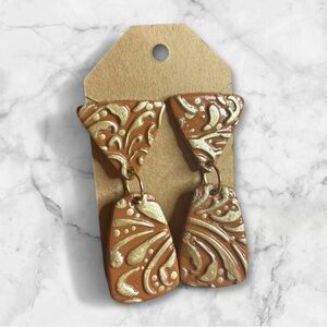 Gold and Brown Patterned Earrings